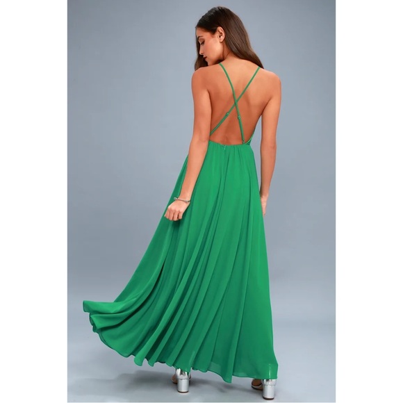 Lulus Mythical Kind of Love in Kelly Green Maxi Dress Size XS Discontinued Color - Picture 3 of 11